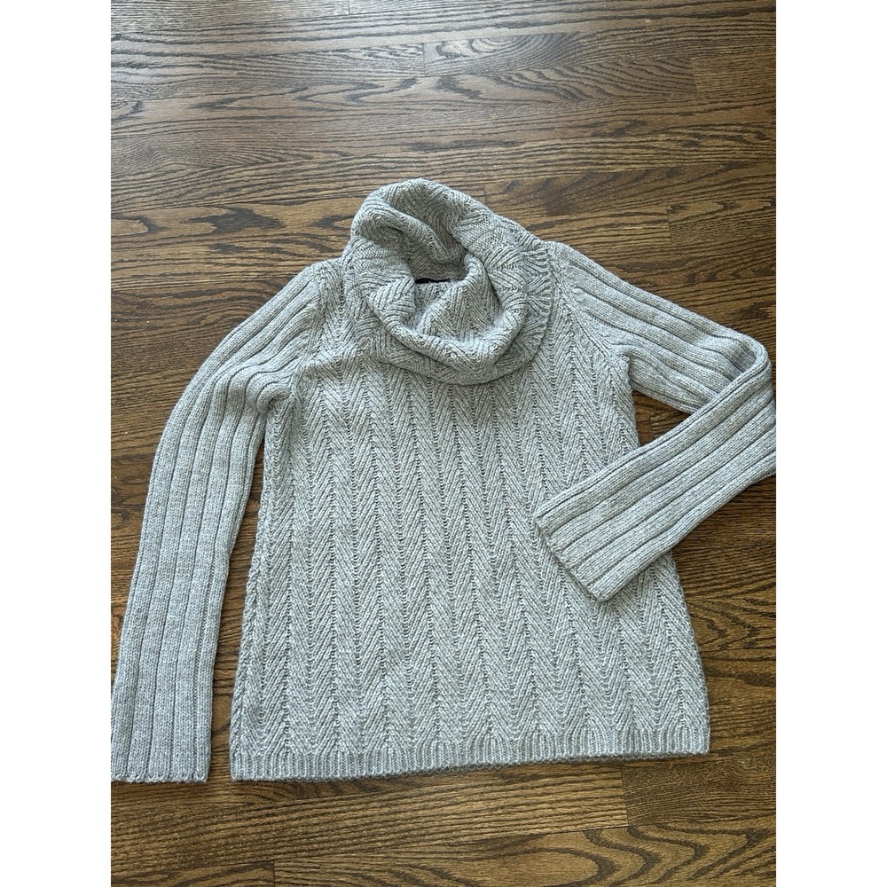 Gap Womens Gray Cowl Neck Cable Knit Wool Blend Pullover Sweater Large